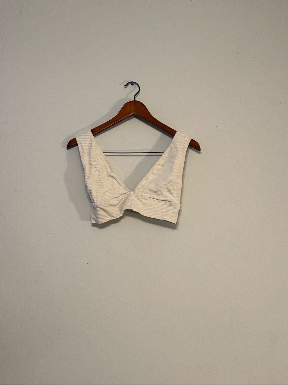 Garage Cream Twist-Front V-Neck Crop Top
